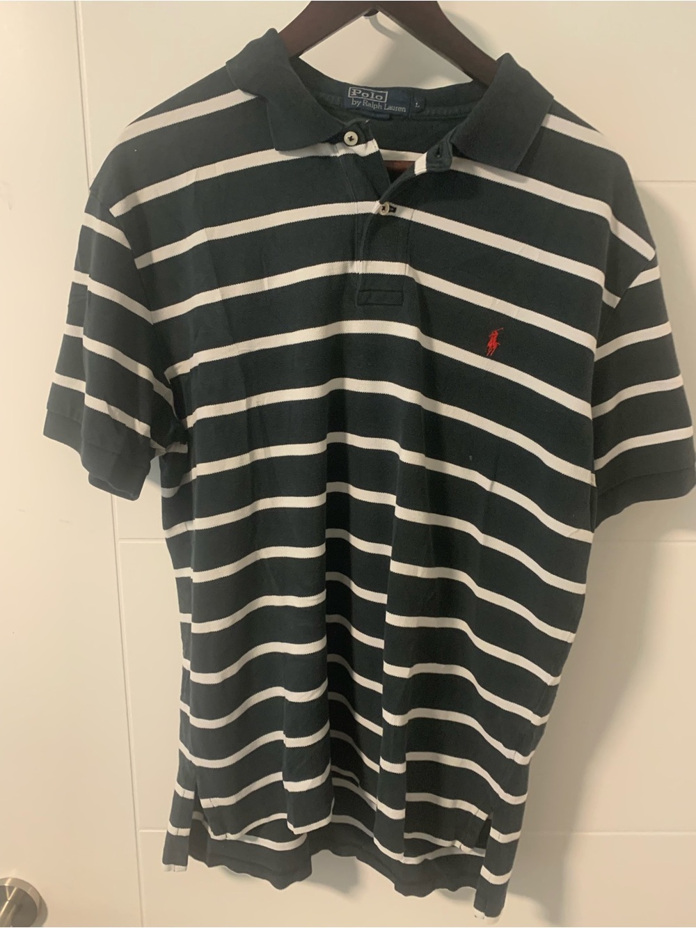 Polo by Ralph Lauren Black & White Striped Polo Shirt A16 vintage